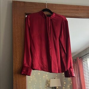 Elegant Red Women's Silk Top